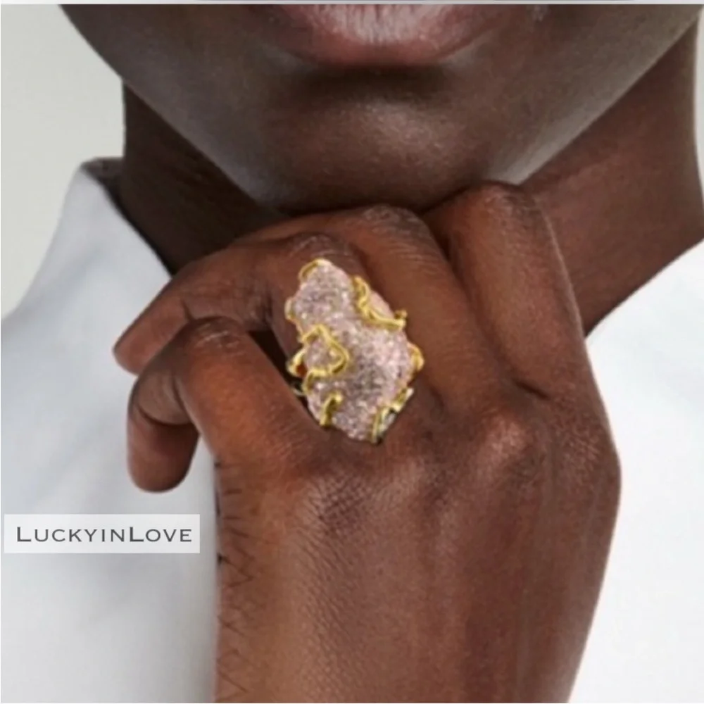 ALEXIS BITTAR • SOLANALES LARGE CRYSTAL PAVE GEODE RING sz 7.5